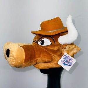 University Of Texas Longhorns Plush hat Teamheads hook em horns “Rare”  New !!